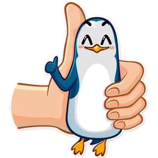 👍 pinguino, pollice in su, cartone animato, carino, animale, adesivo whatsapp sticker