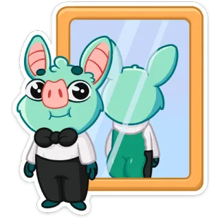 👨‍💼 con dơi, động vật, dễ thương, phim hoạt hình, gương, phản chiếu, nơ telegram sticker