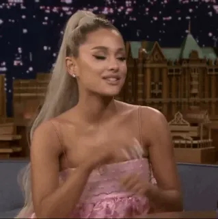 🌙 Ariana Grande singer, celebrity, woman, ponytail, dress, famous telegram sticker