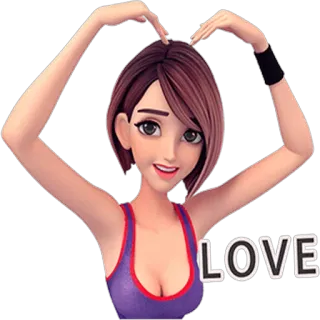 ❤ LOVE любовь, сердце, женщина, мультфильм, персонаж, привязанность telegram sticker