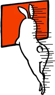 💭 coniglio, animale, finestra, cartone animato, coniglio bianco, arancione, salto telegram sticker