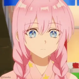 🙁 Anime, pinke Haare, süß, Mädchen, Charakter telegram sticker