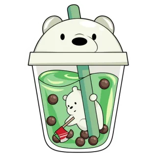 🍹 Ice Bear We Bare Bears Dibujo animado, Oso polar, We Bare Bears, Boba, Té de burbujas, Bebida telegram sticker
