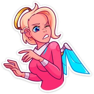 😉 Mercy Overwatch マーシー, オーバーウォッチ, ビデオゲームのキャラクター, 天使, ヒーラー, 漫画 telegram sticker