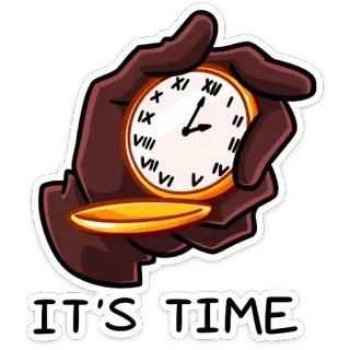 😔 IT'S TIME время, часы, стрелка, сообщение, встреча, дедлайн telegram sticker