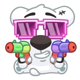 🔫 bear, glasses, water guns, cartoon, sticker telegram sticker