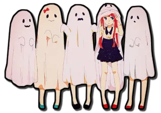 👻 幽灵 (yōulíng), 动漫 (dòngmàn), 可爱 (kě'ài), 万圣节 (wànshèngjié), 卡哇伊 (kǎwāyī) telegram sticker