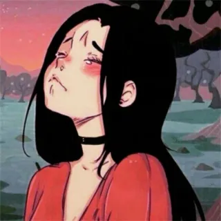 😔 Dessin animé, Triste, Fille, Émotionnel, Animé, Illustration telegram sticker