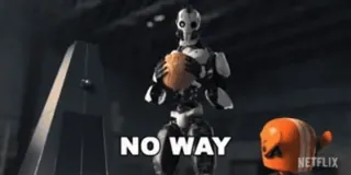 ❌ NO WAY robot, dibujos animados, animación, sorpresa, shock whatsapp sticker