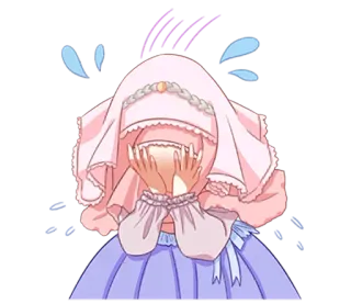 😣 Anime, Weinend, Traurig, Emotional, Rosa, Mädchen telegram sticker