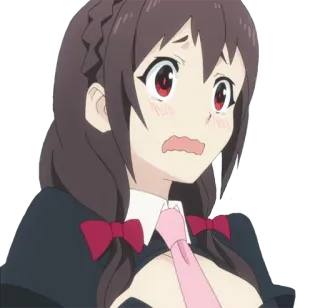 😰 Megumin KonoSuba อนิเมะ, เมกุมิน, KonoSuba, กลัว, กังวล, การ์ตูน telegram sticker