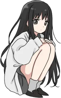 😕 Anime, Gadis, Imut, Duduk, Manga, Kartun telegram sticker