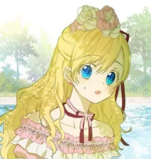🌻 anime, cartoon, girl, blonde, dress, princess, cute, portrait whatsapp sticker