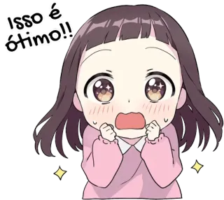 😍 Isso é ótimo!! Anime, Niedlich, Mädchen, Ausdruck, Fröhlich, Glitzer, Chibi whatsapp sticker