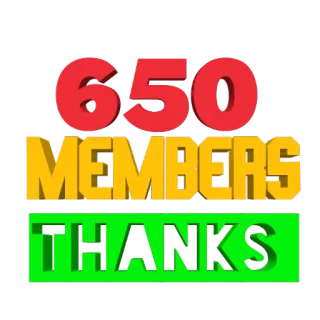 ⏺ 650 MEMBERS THANKS membres, merci, célébration, étape, communauté whatsapp sticker