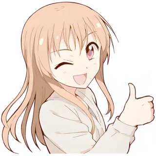 👍 애니메이션 여자, 윙크, 엄지 척, 긍정적, 귀여운, 승인 telegram sticker