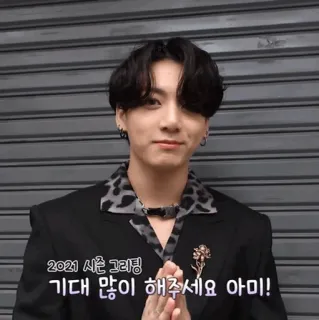 🕸 2021 시즌 그리팅 기대 많이 해주세요 아미! K-pop, BTS, Jungkook, Season's Greetings, Coreano, Cantor, Idol telegram sticker