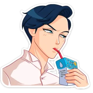 ☕ ТВОИ СЛЕЗЫ อนิเมะ, ผู้ชาย, น้ำผลไม้, การ์ตูน, ดื่ม whatsapp sticker