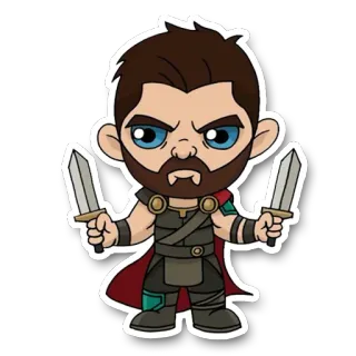 ⚔ Thor cartoon, superhero, Marvel, Avengers, character, swords telegram sticker