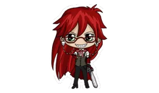 😁 Grell Sutcliff Black Butler Аниме, Персонаж, Жнец, Темный Дворецкий, Грелль Сатклифф telegram sticker