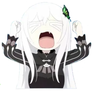 😠 Echidna Re:Zero Anime, Hexe, Schreiend, Wütend, Chibi whatsapp sticker
