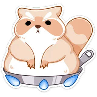 🔥 ทานูกิ, แรคคูนด็อก, สัตว์, กระทะ, ทำอาหาร, น่ารัก, ตลก whatsapp sticker
