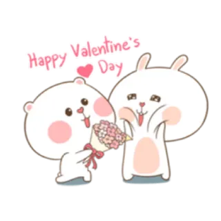 🌹 Happy Valentine's Day valentines day, love, cute, heart, animals, cartoon, greeting, holiday whatsapp sticker