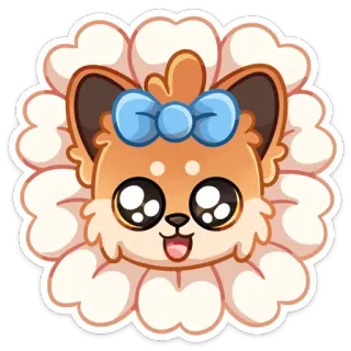 😍 chien, mignon, dessin animé, animal, autocollant, nœud, shiba inu telegram sticker