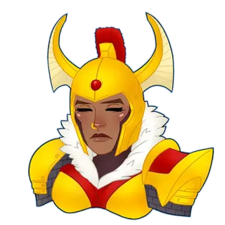 😴 armadura, guerrero, casco, fantasía, mujer, personaje whatsapp sticker