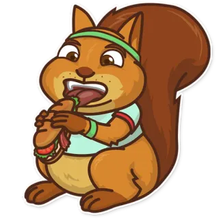 🍞 squirrel, eating, sandwich, cartoon, animal, food, cute telegram sticker