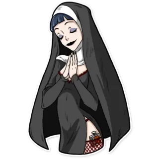 😇 suora, religione, bottiglia, rete da pesca whatsapp sticker