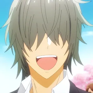 ✏️ anime, manga, smiling, happy, grey hair telegram sticker