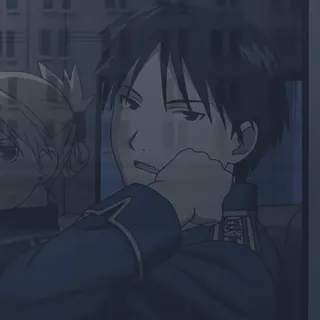💙 Roy Mustang Fullmetal Alchemist Roy Mustang, Fullmetal Alchemist, anime, manga, serious, staring, character portrait telegram sticker