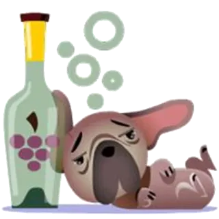 😵 cachorro, álcool, bêbado, filhote, garrafa telegram sticker