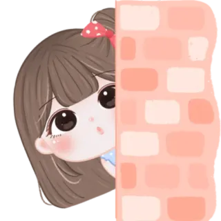 🎀 cartoon, girl, wall, cute, peeking, shy telegram sticker