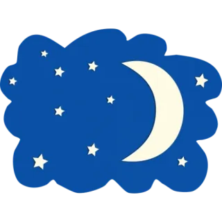 🌛 noche, luna, estrellas, cielo, creciente, oscuro, azul, celestial telegram sticker