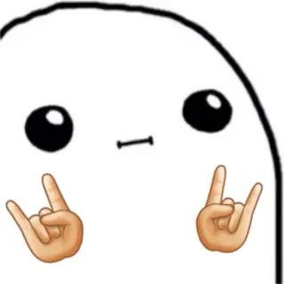 😐 Рок, Жест рукой, Эмодзи, Белое пятно, Персонаж, Милый whatsapp sticker