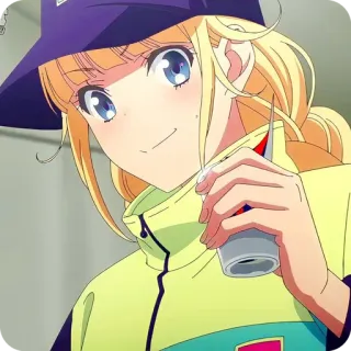 🙂 Anime, Fille, Mignon, Dessin animé, Yeux bleus, Blonde, Personnage whatsapp sticker