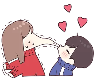 🌟 Desenho animado, Amor, Beijo, Casal, Coração telegram sticker