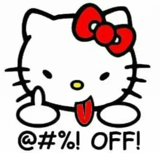 🍓 Hello Kitty @#$%! OFF! hello kitty, middle finger, offensive, cartoon, sticker telegram sticker