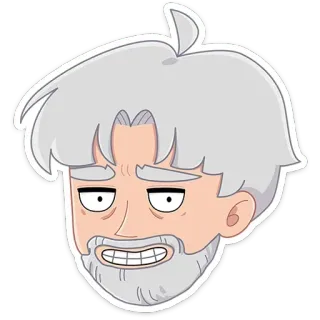 👨‍🦳 การ์ตูน, คนแก่, ผมหงอก, หัว, สติกเกอร์ telegram sticker