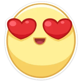 😍 Эмодзи, Любовь, Глаза-сердечки, Смайлик, Желтый, Милый telegram sticker