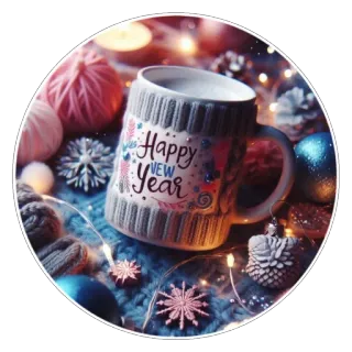 ☕ Happy NEW Year năm mới, mùa đông, ngày lễ, lễ kỷ niệm, cốc, trang trí whatsapp sticker