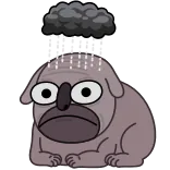 ☹️ 개, 비, 슬픈, 만화, 동물, 날씨, 구름 telegram sticker