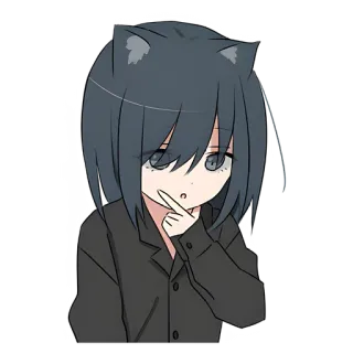 🤔 Anime, Manga, Chibi, Tai mèo, Đang nghĩ, Dễ thương, Hoạt hình telegram sticker