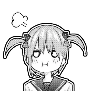 😤 Anime, Manga, Marah, Ekspresi, Seragam sekolah, Cemberut, Kartun whatsapp sticker