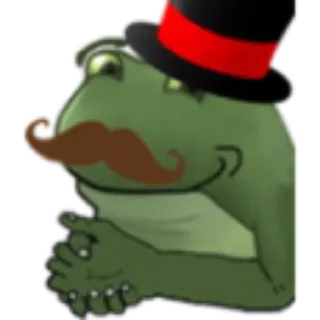 😂 カエル, シルクハット, 口ひげ, 漫画, 動物, 緑 telegram sticker