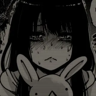 😭 anime, gadis, sedih, air mata, menangis, kelinci, boneka telegram sticker