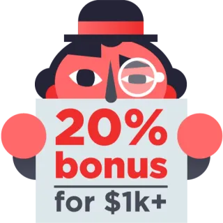 😎 20% bonus for $1k+ Bonus, Argent, Investissement, Affaire, Offre, Économies telegram sticker