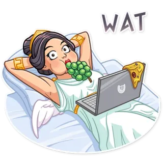 🍇 WAT mulher, uvas, laptop, pizza, preguiçoso, engraçado telegram sticker
